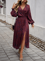 Maxi Jurk met V-hals en Bloemenprint - Maxi Dresses - Jurkjes.co