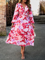 Maxi Jurk met V-hals en Bloemenprint - Midi Dresses - Jurkjes.co
