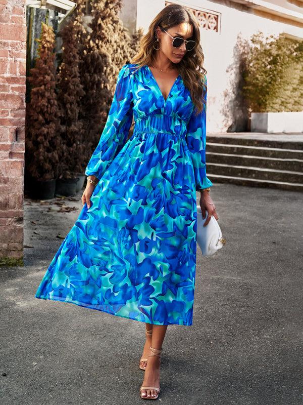 Maxi Jurk met V-hals en Bloemenprint - Midi Dresses - Jurkjes.co