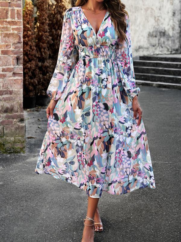 Maxi Jurk met V-hals en Bloemenprint - Midi Dresses - Jurkjes.co