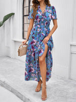 Maxi Jurk met V-hals en Bloemenprint - Midi Dresses - Jurkjes.co