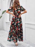 Maxi Jurk met V-hals en Bloemenprint - Midi Dresses - Jurkjes.co