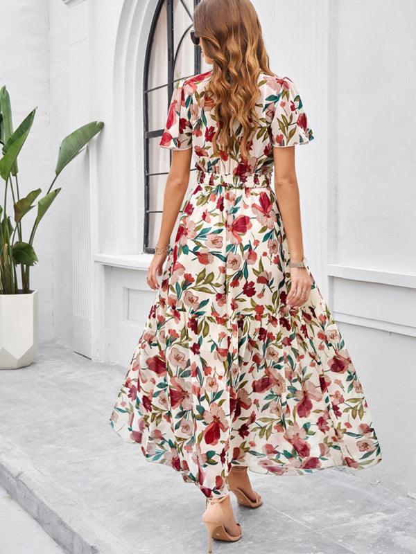 Maxi Jurk met V-hals en Bloemenprint - Midi Dresses - Jurkjes.co