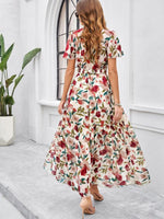 Maxi Jurk met V-hals en Bloemenprint - Midi Dresses - Jurkjes.co