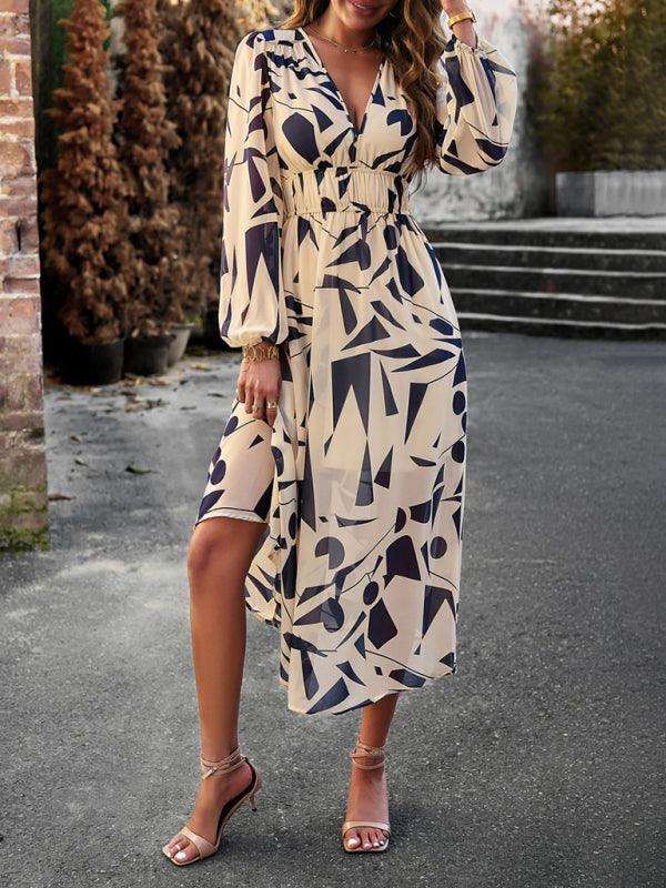 Maxi Jurk met V-hals en Bloemenprint - Midi Dresses - Jurkjes.co