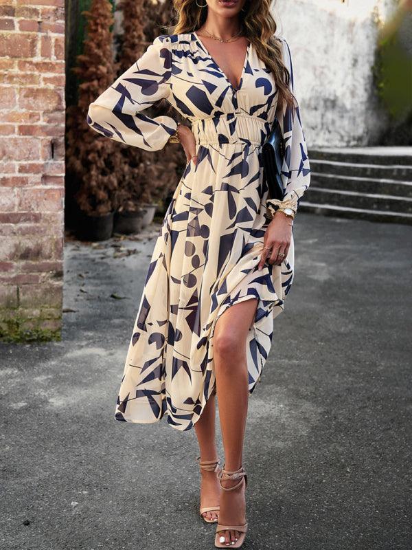 Maxi Jurk met V-hals en Bloemenprint - Midi Dresses - Jurkjes.co