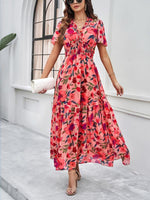 Maxi Jurk met V-hals en Bloemenprint - Midi Dresses - Jurkjes.co