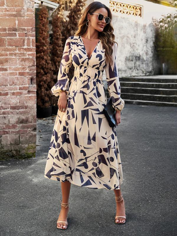Maxi Jurk met V-hals en Bloemenprint - Midi Dresses - Jurkjes.co