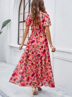 Maxi Jurk met V-hals en Bloemenprint - Midi Dresses - Jurkjes.co