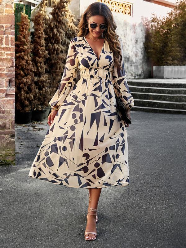 Maxi Jurk met V-hals en Bloemenprint - Midi Dresses - Jurkjes.co