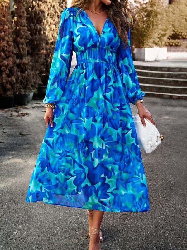 Maxi Jurk met V-hals en Bloemenprint - Midi Dresses - Jurkjes.co