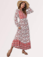 Maxi Jurk met V-hals en Bloemenprint - Mini Dresses - Jurkjes.co