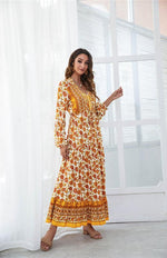 Maxi Jurk met V-hals en Bloemenprint - Mini Dresses - Jurkjes.co