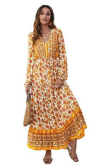 Maxi Jurk met V-hals en Bloemenprint - Mini Dresses - Jurkjes.co