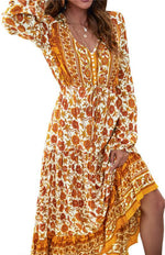 Maxi Jurk met V-hals en Bloemenprint - Mini Dresses - Jurkjes.co