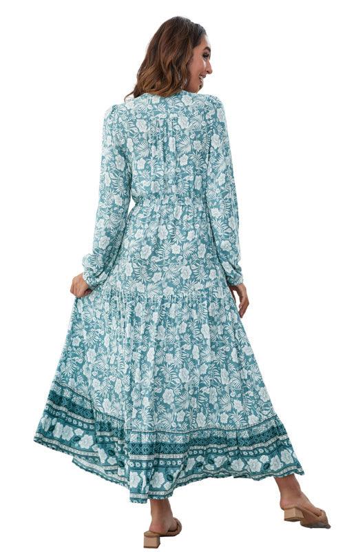 Maxi Jurk met V-hals en Bloemenprint - Mini Dresses - Jurkjes.co