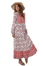 Maxi Jurk met V-hals en Bloemenprint - Mini Dresses - Jurkjes.co