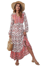 Maxi Jurk met V-hals en Bloemenprint - Mini Dresses - Jurkjes.co