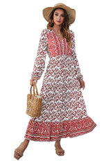 Maxi Jurk met V-hals en Bloemenprint - Mini Dresses - Jurkjes.co