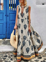 Maxi Jurk met V-hals en Boho Print - Maxi Dresses - Jurkjes.co