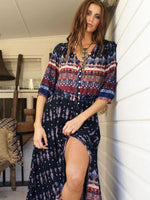 Maxi Jurk met V-hals en Boho Print - Maxi Dresses - Jurkjes.co