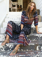 Maxi Jurk met V-hals en Boho Print - Maxi Dresses - Jurkjes.co