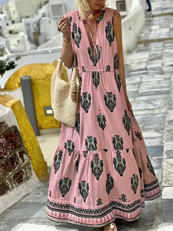Maxi Jurk met V-hals en Boho Print - Maxi Dresses - Jurkjes.co