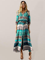 Maxi Jurk met V-hals en Boho Print - Maxi Dresses - Jurkjes.co