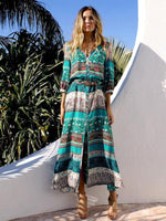 Maxi Jurk met V-hals en Boho Print - Maxi Dresses - Jurkjes.co