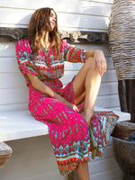 Maxi Jurk met V-hals en Boho Print - Maxi Dresses - Jurkjes.co