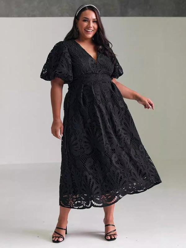 Maxi Jurk met V-hals en Borduurdetails - Maxi Dresses - Jurkjes.co