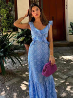 Maxi Jurk met V-hals en Borduursel - Maxi Dresses - Jurkjes.co