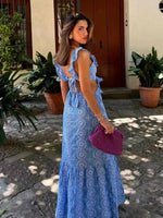 Maxi Jurk met V-hals en Borduursel - Maxi Dresses - Jurkjes.co