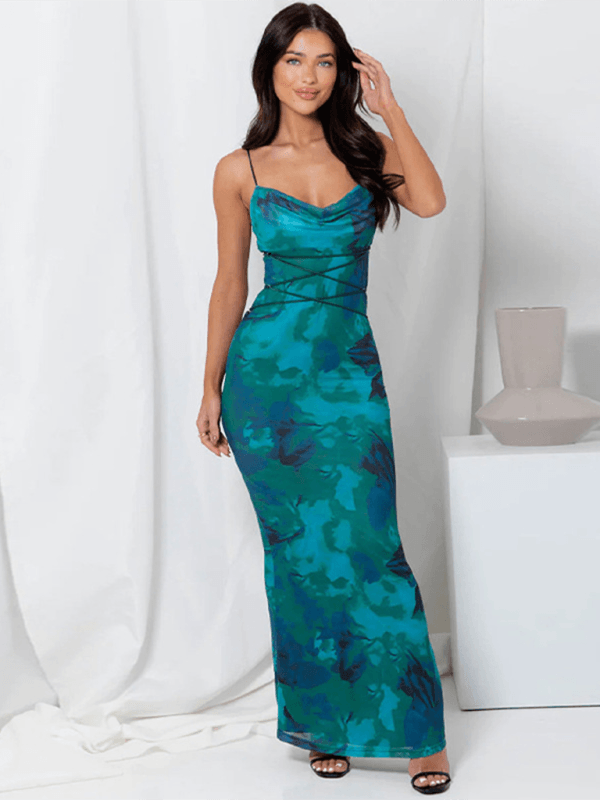 Maxi Jurk met V-hals en Camouflageprint - Maxi Dresses - Jurkjes.co