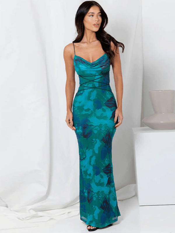 Maxi Jurk met V-hals en Camouflageprint - Maxi Dresses - Jurkjes.co