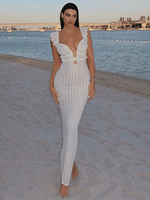 Maxi Jurk met V-hals en Cut-out Details - Maxi Dresses - Jurkjes.co