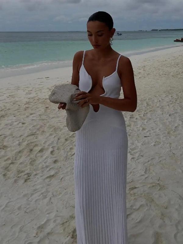Maxi Jurk met V-hals en Cut-out Details - Maxi Dresses - Jurkjes.co