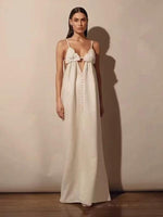 Maxi Jurk met V-hals en Effen Design - Maxi Dresses - Jurkjes.co