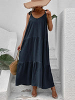 Maxi Jurk met V-hals en Effen Design - Maxi Dresses - Jurkjes.co