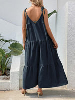 Maxi Jurk met V-hals en Effen Design - Maxi Dresses - Jurkjes.co