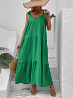 Maxi Jurk met V-hals en Effen Design - Maxi Dresses - Jurkjes.co