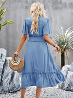 Maxi Jurk met V-hals en Effen Kleur - Group3 - Jurkjes.co