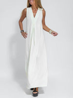 Maxi Jurk met V-hals en Effen Kleur - Maxi Dresses - Jurkjes.co