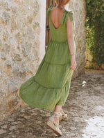 Maxi Jurk met V-hals en Effen Kleur - Maxi Dresses - Jurkjes.co