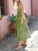 Maxi Jurk met V-hals en Effen Kleur - Maxi Dresses - Jurkjes.co