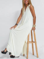 Maxi Jurk met V-hals en Effen Kleur - Maxi Dresses - Jurkjes.co
