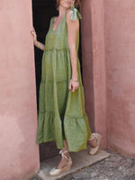 Maxi Jurk met V-hals en Effen Kleur - Maxi Dresses - Jurkjes.co