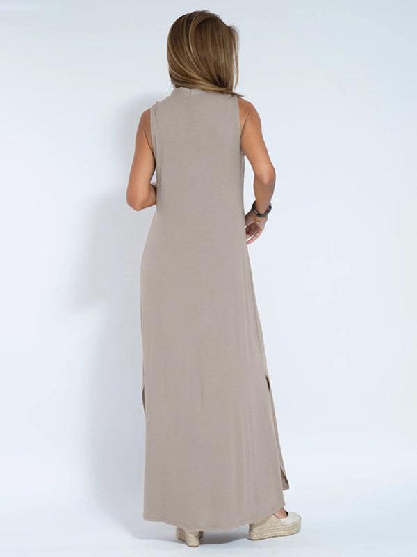 Maxi Jurk met V-hals en Effen Kleur - Maxi Dresses - Jurkjes.co