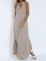 Maxi Jurk met V-hals en Effen Kleur - Maxi Dresses - Jurkjes.co