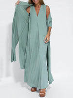 Maxi Jurk met V-hals en Effen Kleur - Maxi Dresses - Jurkjes.co